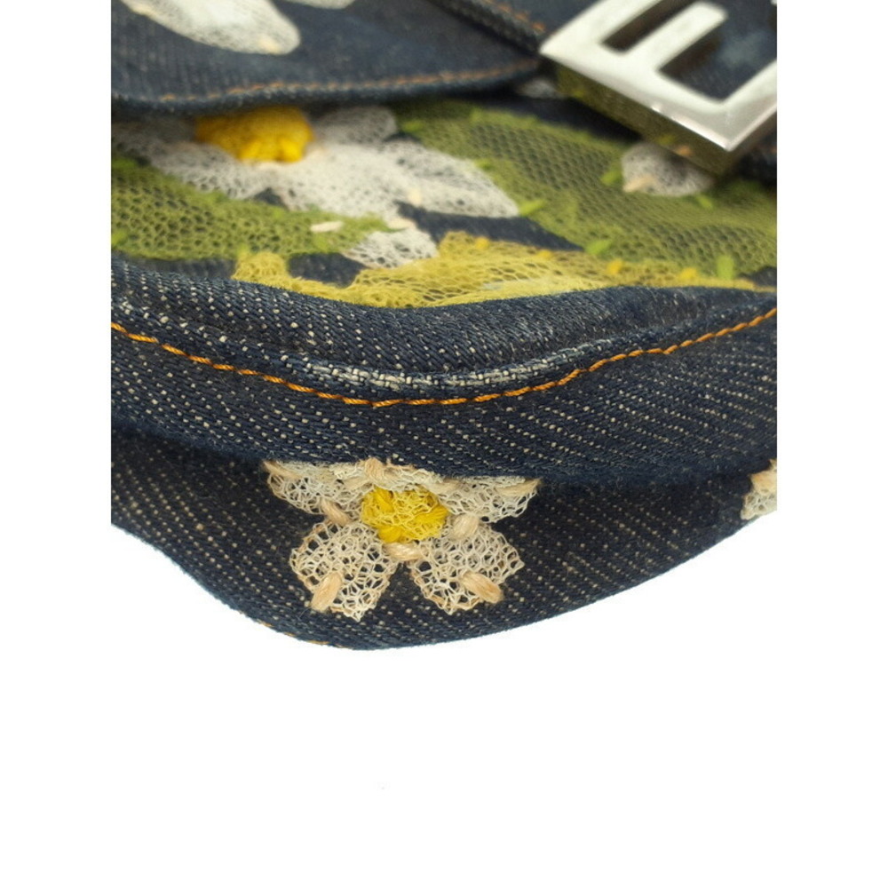 FENDI Flower Denim Mamma Bucket Handbag - Picture 4 of 9